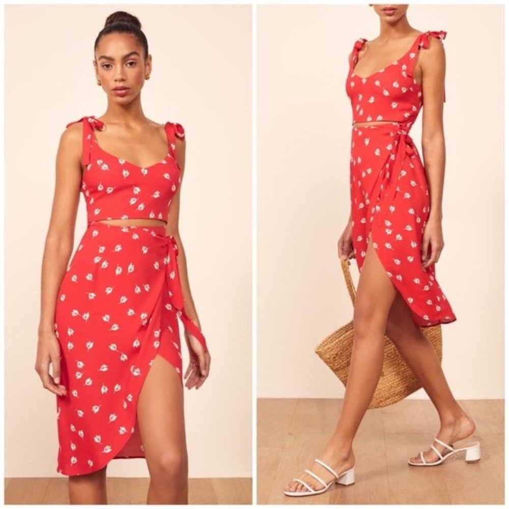 REFORMATION Belinda Dress in Red Jeanne Floral